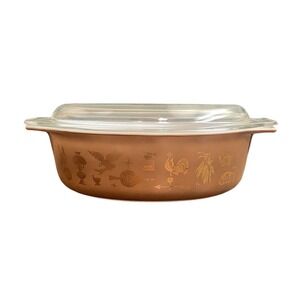 Vtg Pyrex #045 Gold Brown Early American 2.5 Qt‎ Casserole 945 Lid 1962-71